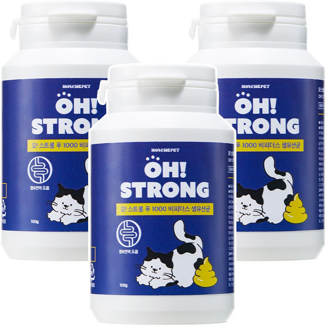 동물병원 입점 몽셰펫 고양이 생 유산균 영양제 대용량 100g, 3개, 장건강/유산균, 50회분