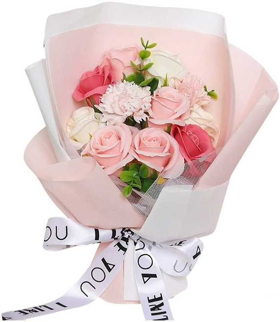아이라 시들지 않는 프리저브드 플라워 꽃다발 축하선물 프리미엄 쇼핑백, Pink
