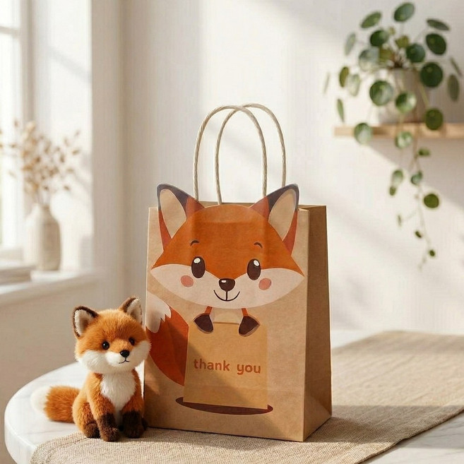 귀여운 동물 답례품 선물 쇼핑백, 10개, 달콤여우