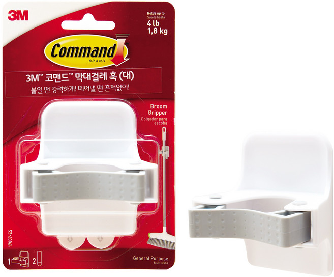 3M 코맨드벽걸이 17007 막대걸레 레드 훅(대), 상세페이지 참조, 1개