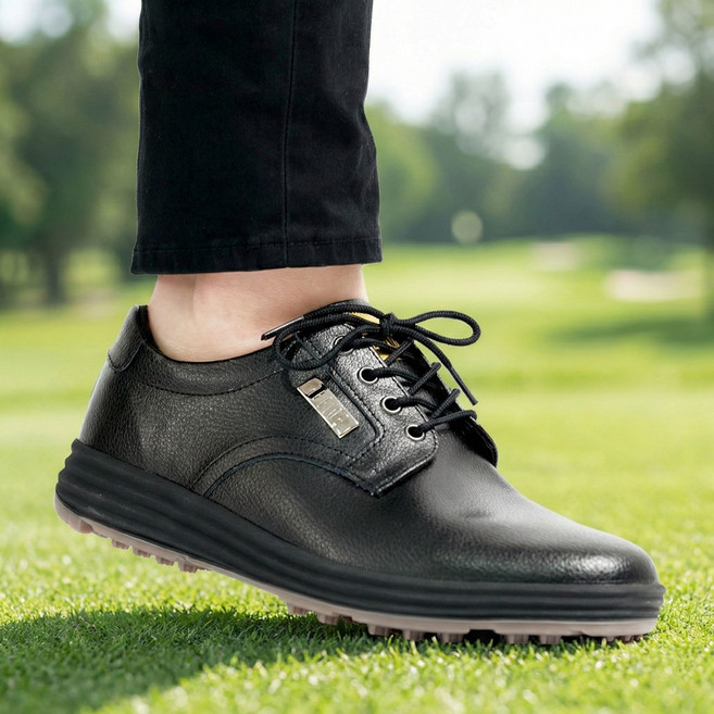소가죽 스파이크리스 클래식 골프화 남자 발편한 골프 필드화 논슬립 에어 쿠션 스니커즈 신발 지퍼 캐주얼 정장화 워킹화
