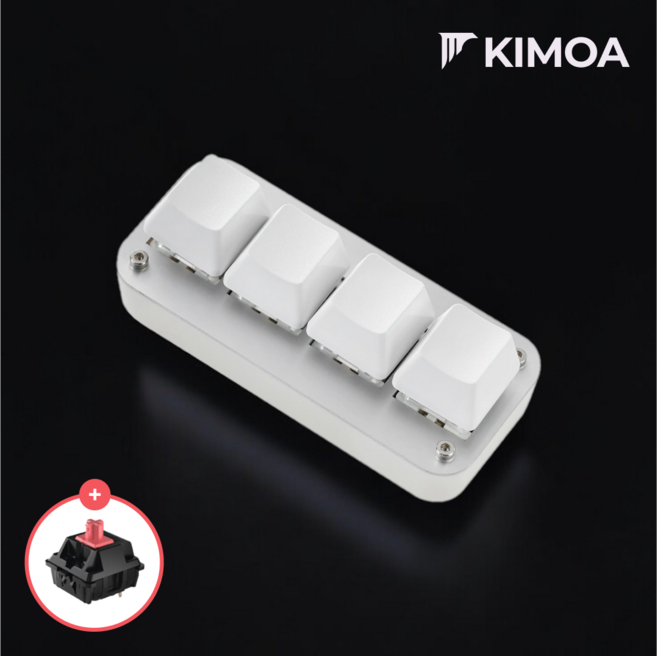 키모아 4키 키보드 이북리더기 리모컨 매크로 한손 단축키 커스텀, 화이트, 무선, 저소음 적축, 기본