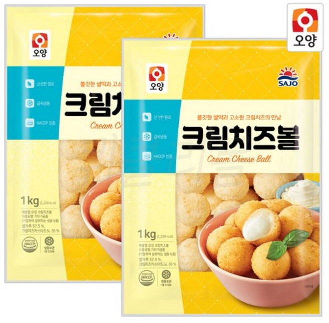 [사조오양] 크림 치즈볼 1kg x 2개, 2kg, 1세트