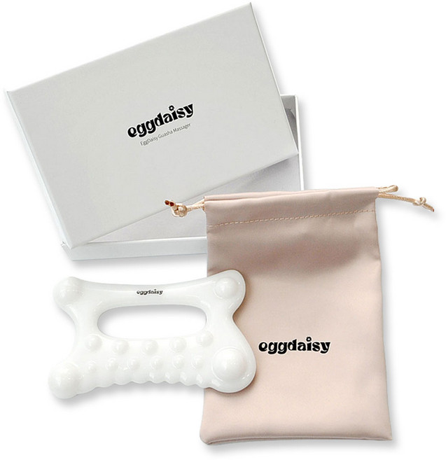 에그데이지 괄사 세트 두피 얼굴 종아리 바디 마사지기, 화이트, 1세트