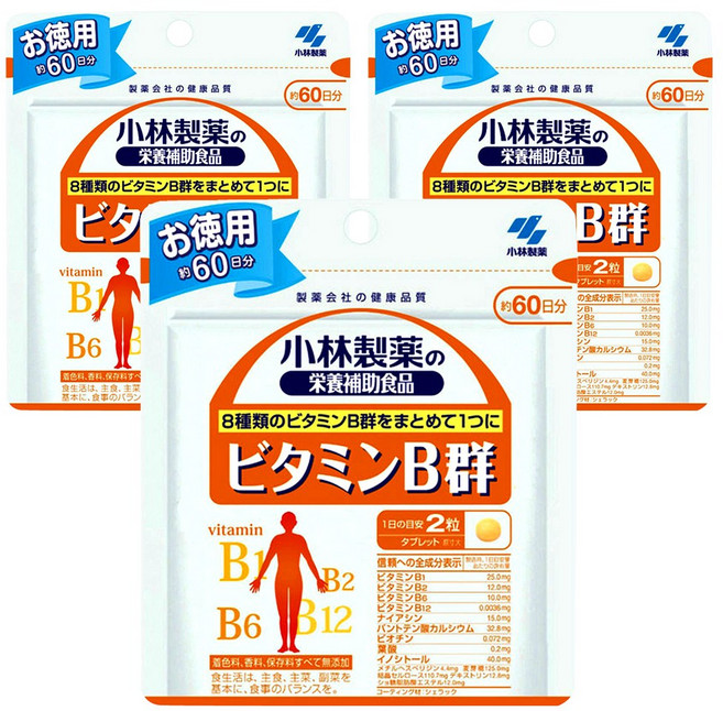 고바야시 영양 보조 식품 비타민 B군 타블렛, 3개, 120정