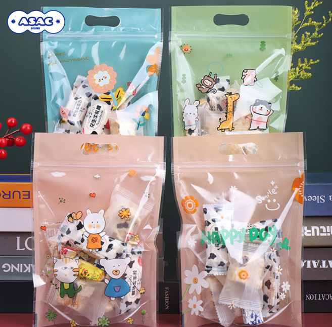 간편 지퍼백 손잡이 포장 봉투 50p 아삭스퀘어, 50개, 6. 손그림 해피데이