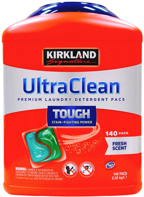 KIRKLAND Signature UltraClean 高級洗衣凝珠 強效去污力 140 顆 清新香味, 140 PACS, 1個裝