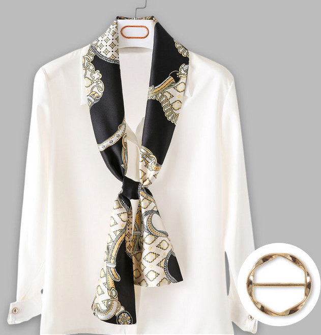 여성 사각 실크 스카프 스카프링 포함