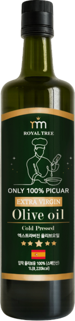 로얄트리 스페인 최상급 피쿠알 단일품종 냉압착 엑스트라버진 올리브오일, 1개, 1L