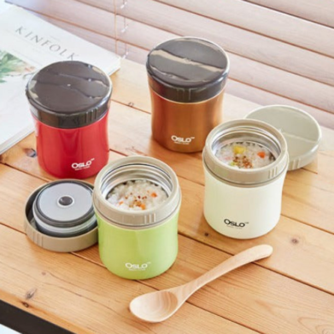 오슬로 푸드자 400ml 보온죽통 스텐도시락 죽통 보온국통 이유식 용기 푸드컨테이너, 1개, 레드