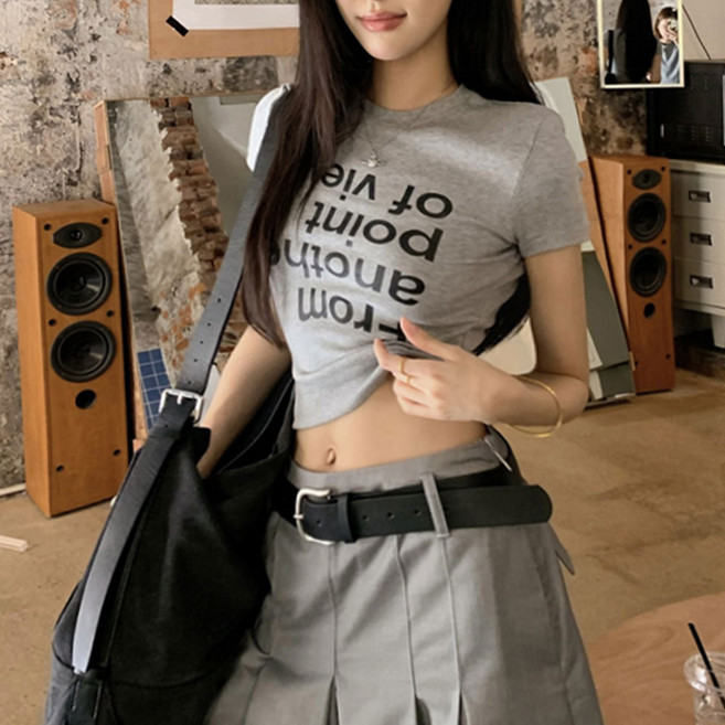 대박난박양 레터링 크롭 스판 티