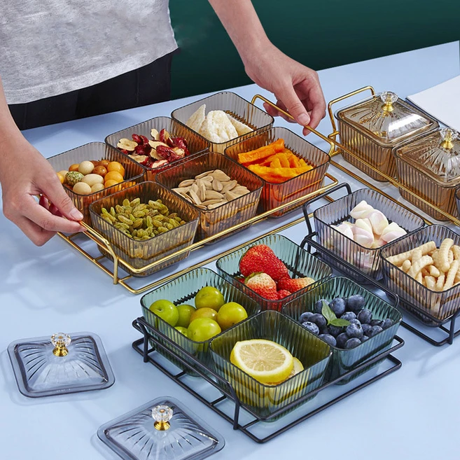 다용도 칸막이 스낵 접시 노래방 바 스낵 과일 캔디 접시 WW 브라운4칸 1세트, 1개, 블랙6칸 * 1세트 - 쿠팡