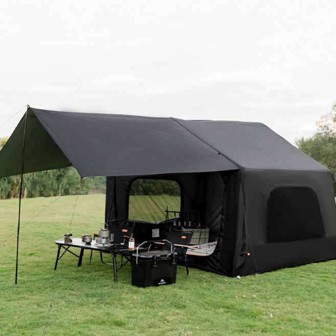 마운틴하이커 8+8 Pro 일체형 에어텐트 에어쉘터 경량 원터치 캠핑 캐빈 리빙쉘, 4인용, SZK1352 (블랙)