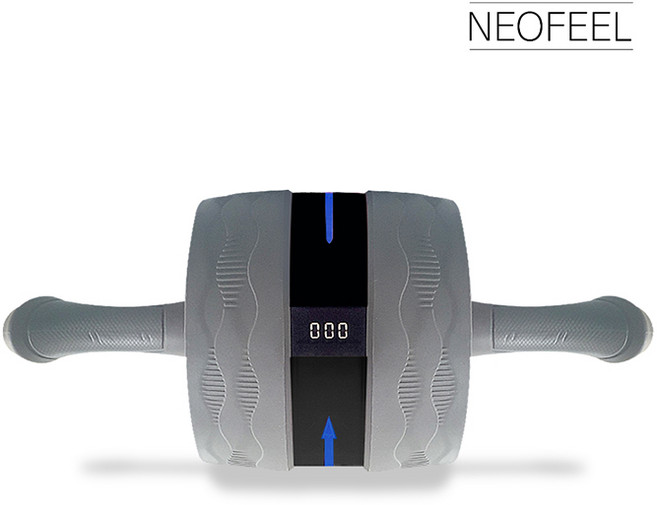 네오필 AB슬라이드 롤아웃 카운터 자동계산 복근 코어 운동기구 + 무릎패드, 일반용, 그레이