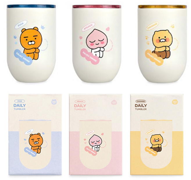 카카오프렌즈 카카오 데일리 스텐 텀블러 라이언 어피치 춘식이 컵 350ml, 혼합/춘식이