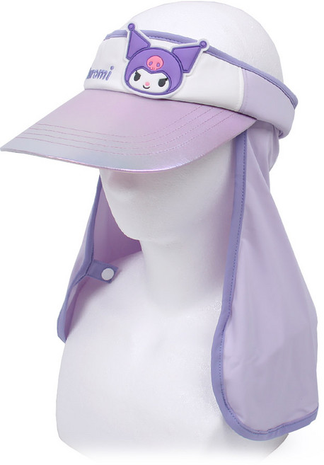 케릭터가 들어간 어린이 햇빛차단 후드 달린 산리오 귀여운 악마 선캡 모자