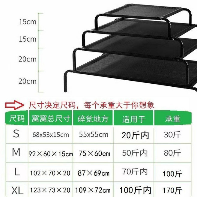 狗狗行軍床 防潮透氣寵物床, 獨立網布, 1個