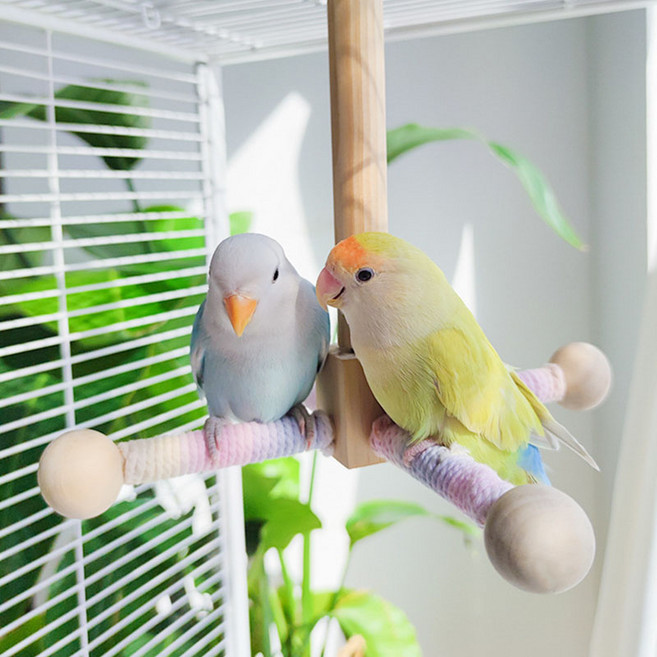 앵무새 회전 횃대 빙글빙글 회전목마 장난감, 1개, 그라데이션