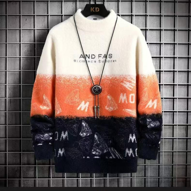 KAQIA 남성 라운드 긴팔 니트 패션 스판 루즈핏 남자 스웨터 MR0789