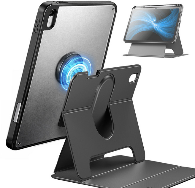 비스비 아이패드프로11 4세대 3세대 2세대 플렉스뷰 마그네틱 거치대케이스/분리형 가로세로스탠딩, 아이패드 프로11 4세대 3세대 2세대, 다크 그레이