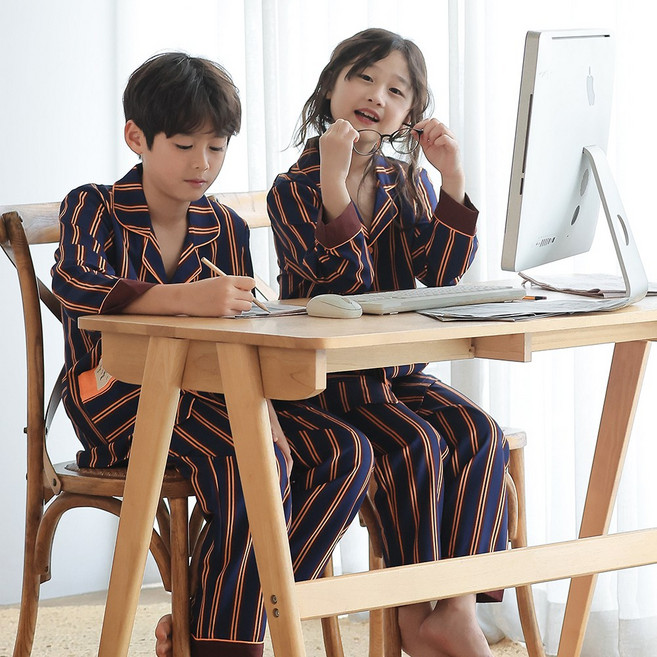 mmsi 키즈 스트라이트 파자마 주니어 잠옷 상하의 세트