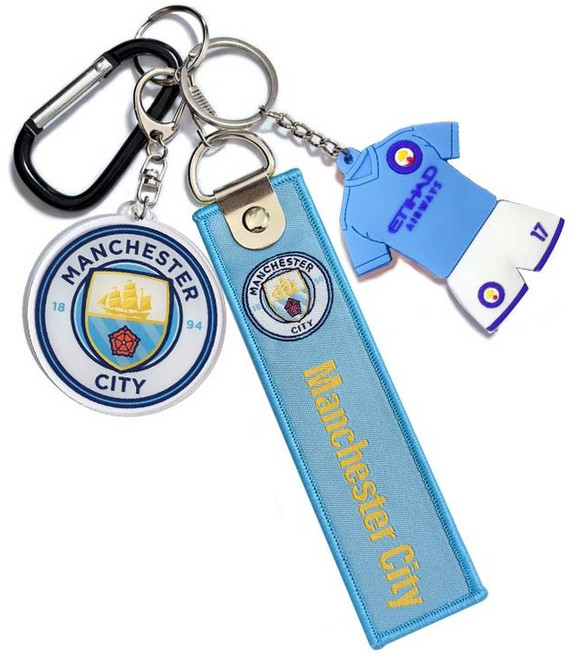 맨체스터시티(맨시티) 팀 로고 키링 모자 오피셜 굿즈 키홀더, 1개, 아크릴 유니폼 3종 세트 더브라위너
