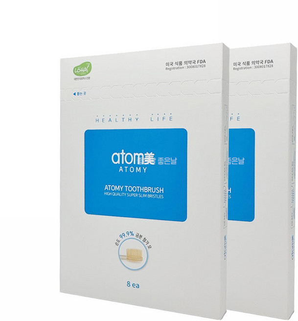 1+1 애터미 프리미엄 칫솔 부드러운 미세모, 2세트, 8개입