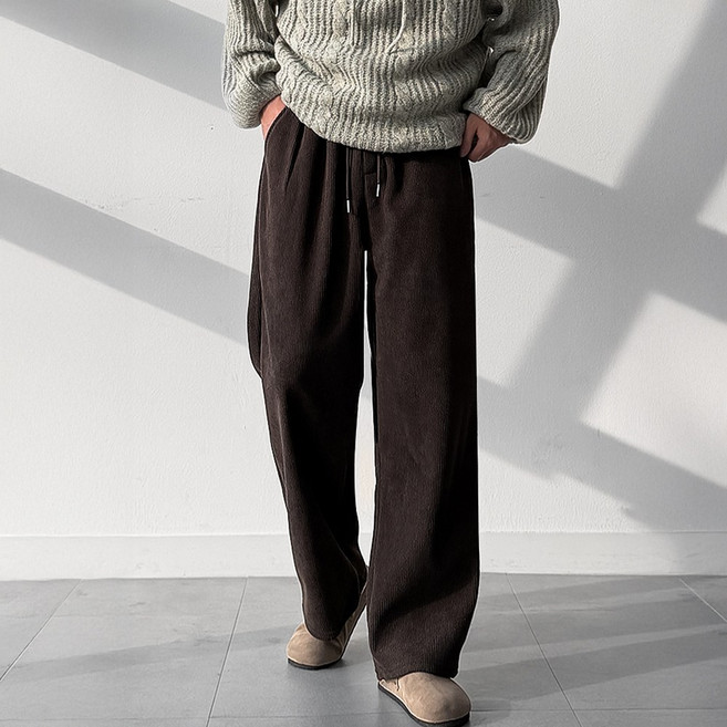 [기모] 히터 남자 남성 히트 헤비 코듀로이 골덴 와이드 밴딩 팬츠