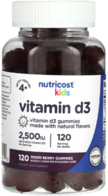 뉴트리코스트 어린이 비타민D3 2 500IU 구미젤리 베리맛 120개 만4세이상 (4개월분) - 쿠팡