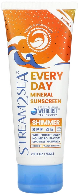 Stream2Sea 에브리데이 미네랄 자외선 차단제 쉬머 SPF 45 75ml(2.5fl oz) Stream2Sea (스트림투씨), Stream2Sea, 에브리데이 미네랄 자외선 차단제,, 1개, 75ml - 쿠팡