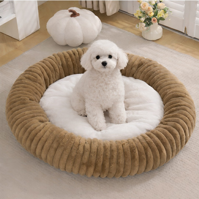 벤스투 폭신한 둥지형 강아지 고양이 반려동물 방석 쿠션, 1개, 카멜