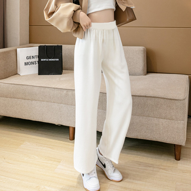 오버나인 여자 사방 스판 와이드 구김제로 밴딩바지