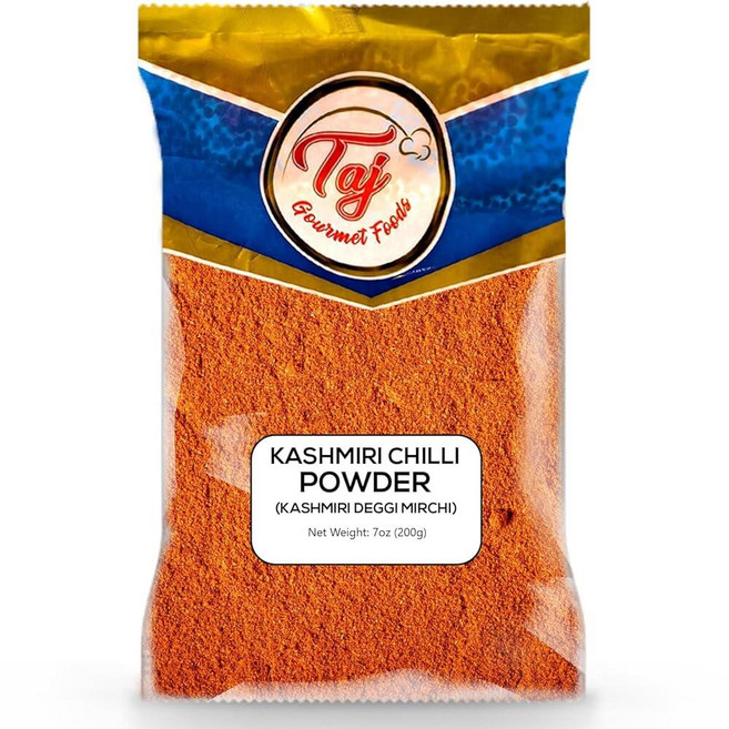 TAJ Kashmiri Deggi Mirch 198.4g(7온스) 랄 미르치 칠리 페퍼스 스파이시 레드 240537, TAJ Kashmiri Deggi Mirch 198.4, 200g, 1