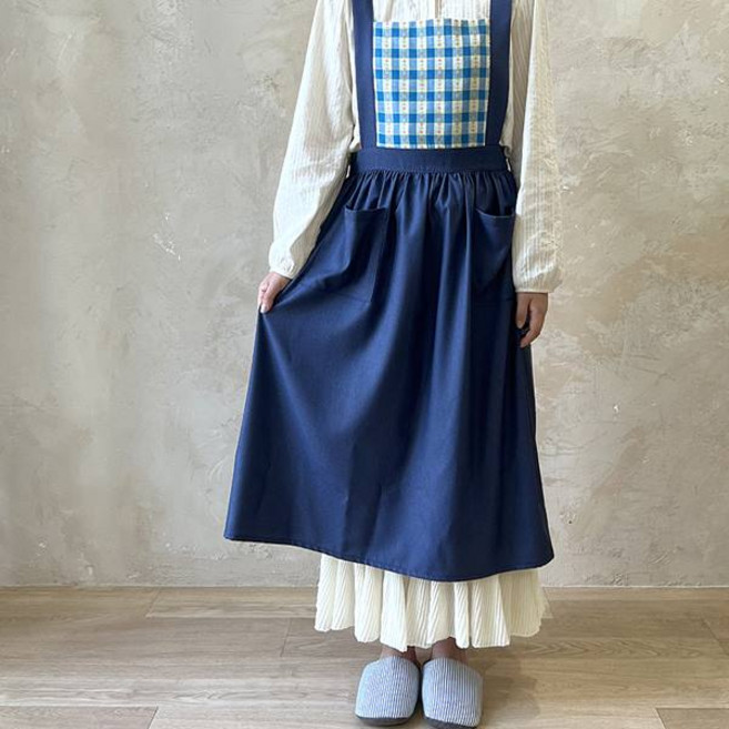 블루체크 하이디 H자 앞치마 주방 카페 프리사이즈, 앞치마 단품, 1개