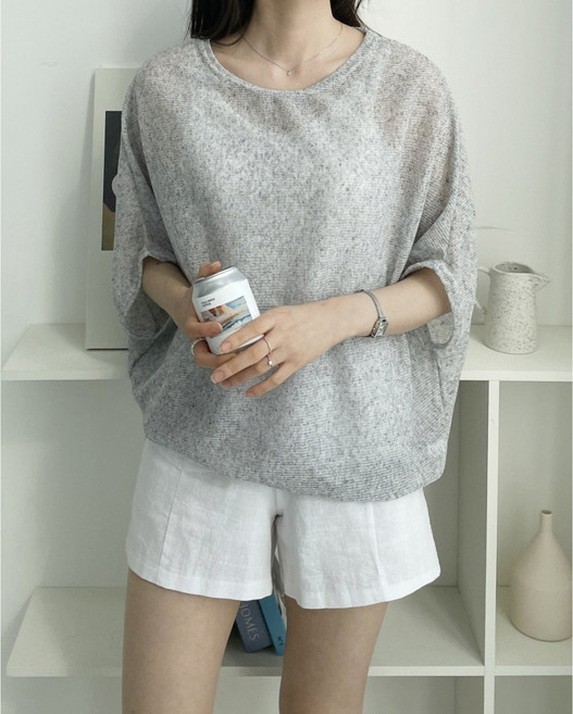 러브포텐 여성 빅사이즈 루즈핏 시스루 가오리티셔츠