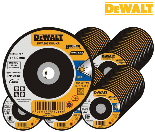 디월트 그라인더날 5인치 절단석 금속용 DWA8063SIA 묶음 100개입, 100개