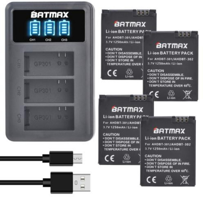 AHDBT-302 AHDBT302 301 201 배터리 및 LCD 충전기 고프로 HD 히어로 3 3 히어로 3 1080P 12M 11M 5MP 블랙 실버 에디션, 1개