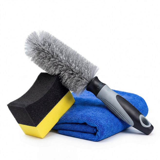 글로스코드 자동차 타이어 휠 세척 브러쉬 스펀지 극세사 세차 키트 3종, 1개, 혼합색상