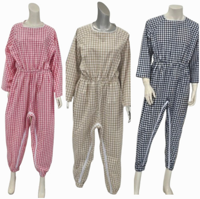 가벼운 치매우주복 병원환자복 노인요양복 어르신 치매복 일반지퍼/발목열쇠 턱받이증정 (잔체크)