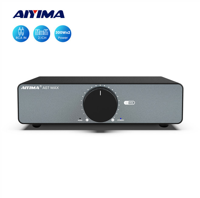 AIYIMA 패시브 스피커용 스테레오 앰프 오디오 07 MAX 300W X2 TPA3255 파워 앰프 2 채널 브리지블 모노 600W 앰프, A07MAX+유로 48V5A 전원 공급 장치