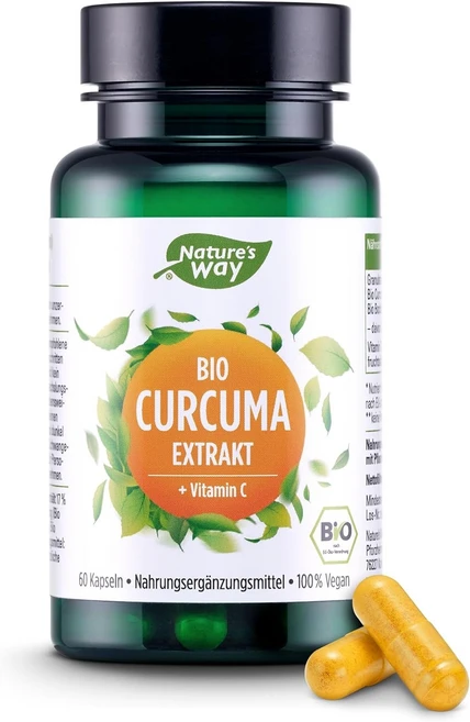 NATURE'S WAY 유기농 강황 캡슐 고용량 100% 천연 유기농 강황 추출물 + 비타민 C, 1개, 60정 - 쿠팡