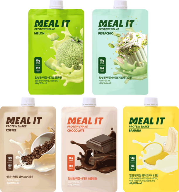 밀잇 단백질 쉐이크 파우치 스타터팩 5종 5가지 맛, 5개, 40g