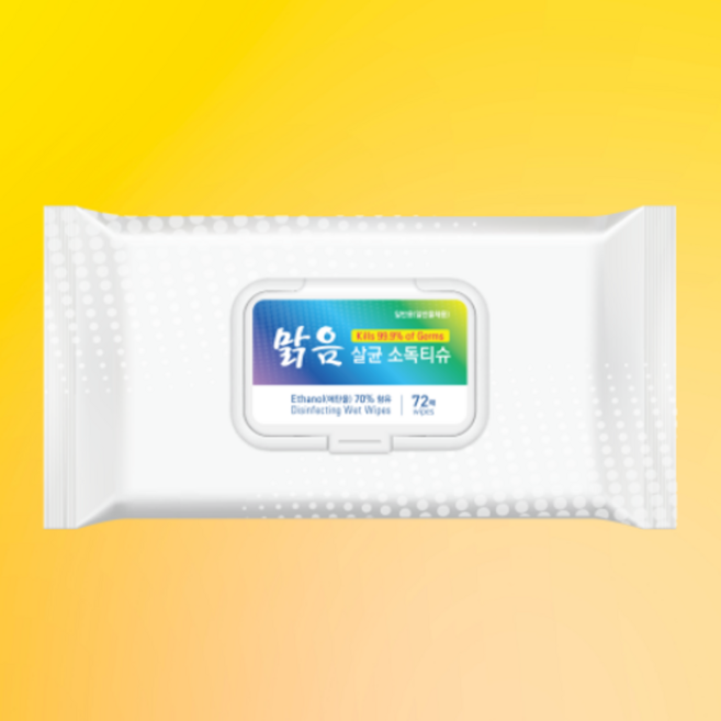 맑음 살균소독티슈 72매 1박스 정I품 감염병 예방 도톰하고 부드러운, 1개