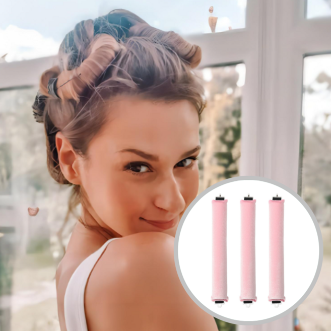 단디담은 긴머리 웨이브 세팅 수면헤어롤, 3개, 핑크