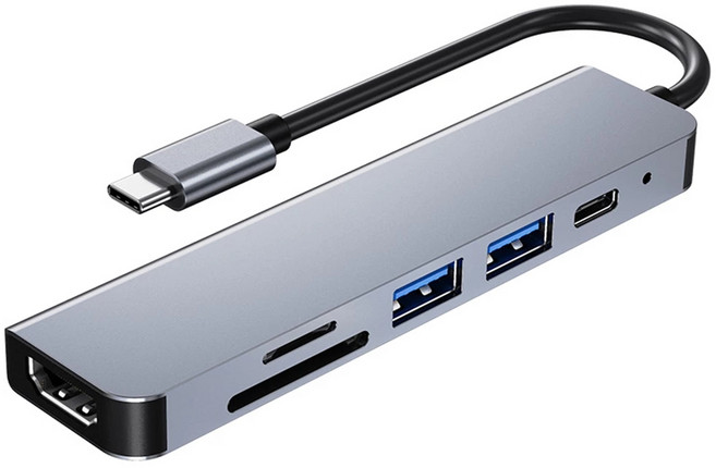 USB C 허브 어댑터 USB C-USB 3.0 유형 C 분배기 삼성 북 시리즈 MacBook 화웨이 PC 액세서리 용 4K HDMI 호환 도크, 회색