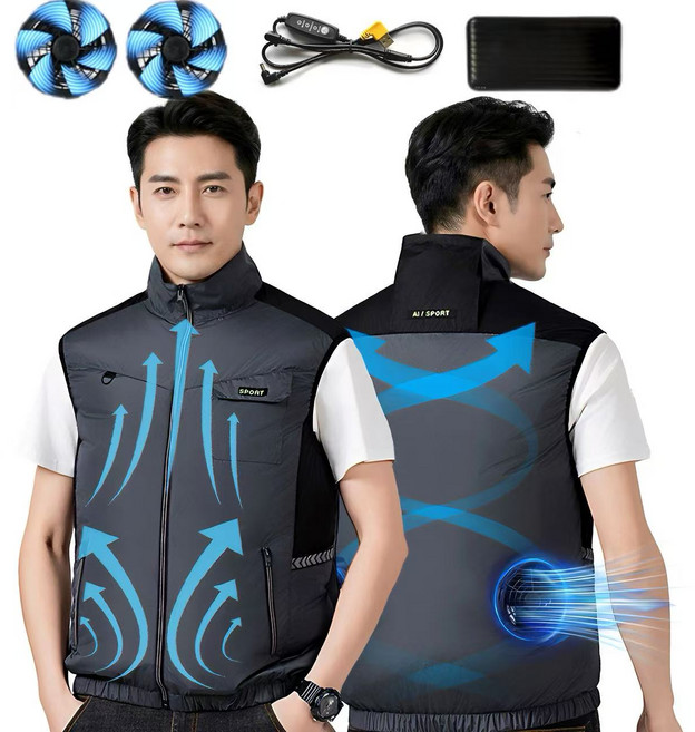 남녀공용 쿨링조끼 선풍기조끼 오토바이 배달 라이더 작업복 20000mAh 5V 3단조절