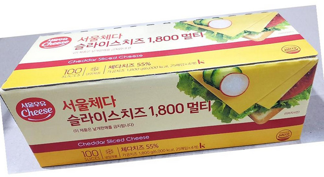 서울 체다 슬라이스 치즈 18g 100장 유제품, 1개