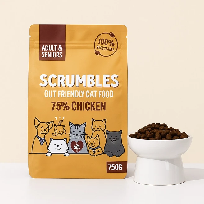스크럼블즈 어덜트 & 시니어 고양이 컴플리트 사료, 닭, 750g, 1개 - 쿠팡