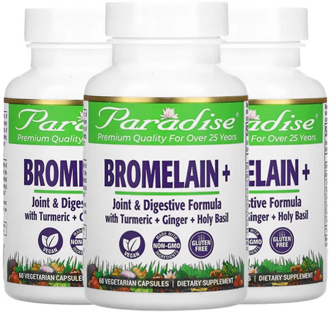 파라다이스허브 브로멜라인+ 베지 캡슐 60정, 3팩 - 쿠팡
