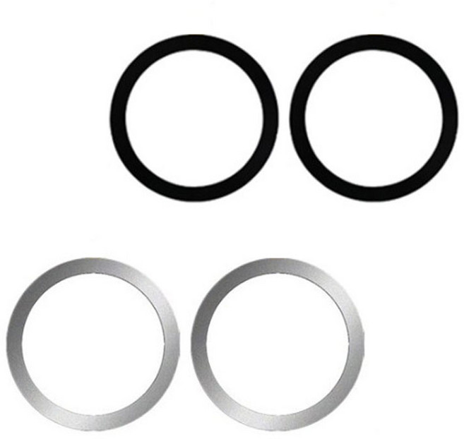 (일반우편배송) 맥세이프링 플레이트 호환 자석 스티커 철판링 메탈링, 1세트, 블랙(2개)+실버(2개)